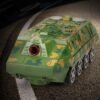 Olive Drab Electric Acousto-optic Universal Wheel Transform Armed Vehicle Model with LED Lights Music Diecast Toy for Kids Gift