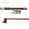 Saddle Brown NAOMI 4/4 Violin Bow Pernambuco Bow Round Stick W/Abalone Frog Mongolia Horsehair