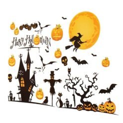 Goldenrod Halloween Decoration Art Paper Stick Home Pumpkin Castle Moon