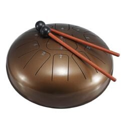 HLURU 10 Inch 11 Notes Bronze Steel Tongue Percussion Drums Handpan Instrument with Drum Mallets and Bag - Toys Ace