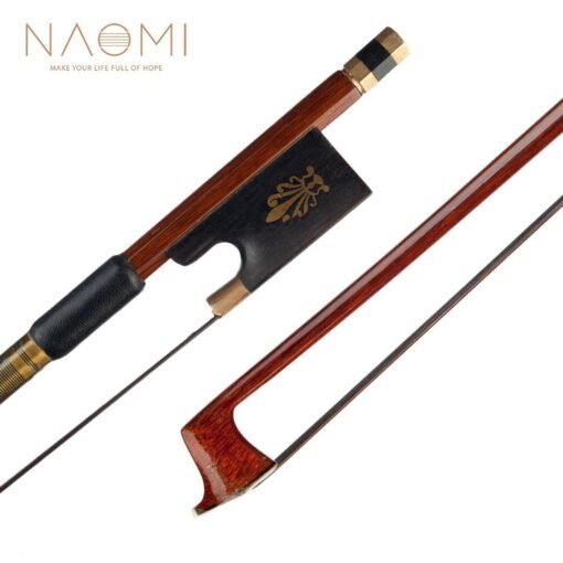Dark Red NAOMI 4/4 Violin Bow Brazilwood Stick with Ebony Frog Sheep Skin Grip Black Horsehair Violin Parts Accessories