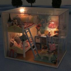Hoomeda DIY Wood Children's Memories With LED+Furniture+Cover Dollhouse - Toys Ace
