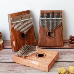 Saddle Brown HLURU 17 Keys Kalimba FingerThumb Piano Beginner Practical Wood Muscial Instrument