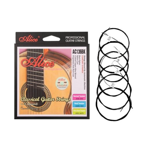 Light Salmon Alices Classical Guitar Strings AC136BK With Black Nylon 6 Strings Guitar Accessories
