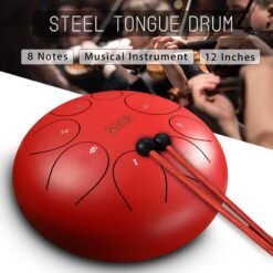 Firebrick HLURU 12 Inch 8 Notes Steel Tongue Percussion Drums Handpan Instrument with Drum Mallets and Bags