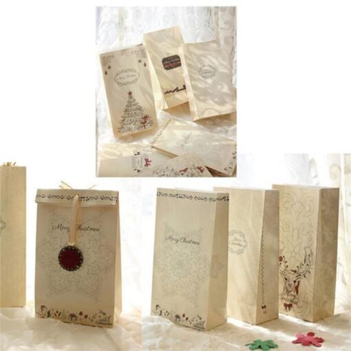 Tan 8PCS Kraft Christmas Party Home Decoration Cookies Present Luxury Wedding Gift Candy Bag Toys