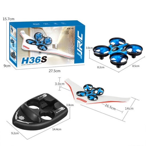 White Smoke JJRC H36S 2.4G 4 In1 Flying Drone Land Driving Boat Glidering Detachable Quadcopter RTF