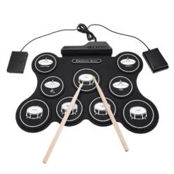 Dark Slate Gray iword G4009 9 Pads Electronic Drum Portable Roll Up Drum Kit USB MIDI Drum with Drumsticks Foot Pedal for Beginners