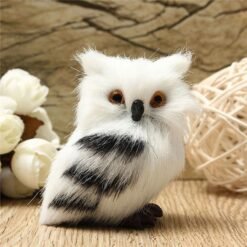 Owl White Black Furry Christmas Ornament Decoration Adornment Simulation H2.75"