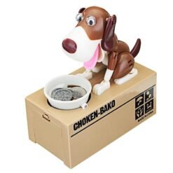 Tan Creative Cute Robotic Dog Model Piggy Coin Bank Money Save Pot Box