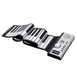 Black Bora BR-01 61 Keys Foldable Portable Hand-Rolled Electronic Piano 128 Tones Headphone Output with USB Power Cord