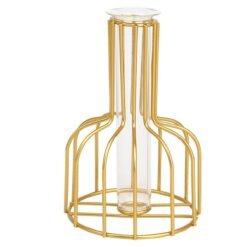 Sandy Brown Black/Gold Nordic Style Iron Hydroponic Flower Lantern-shaped Vase Decoration