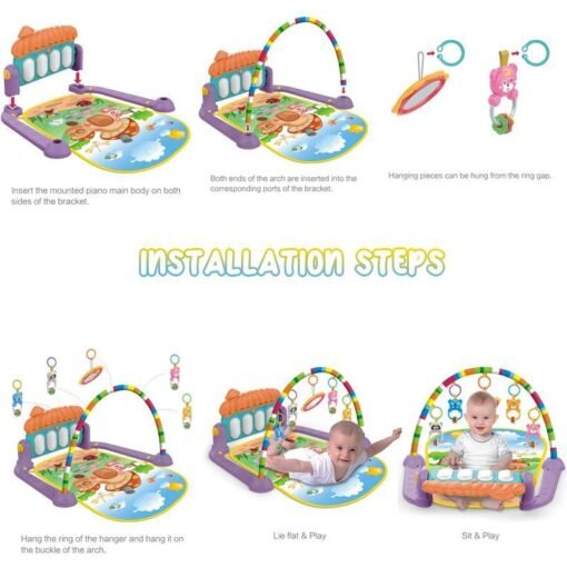 Mint Cream Fitness Frame Foot Harp Baby Newborn Game Pad Children Shake Sound Educational Indoor Toys
