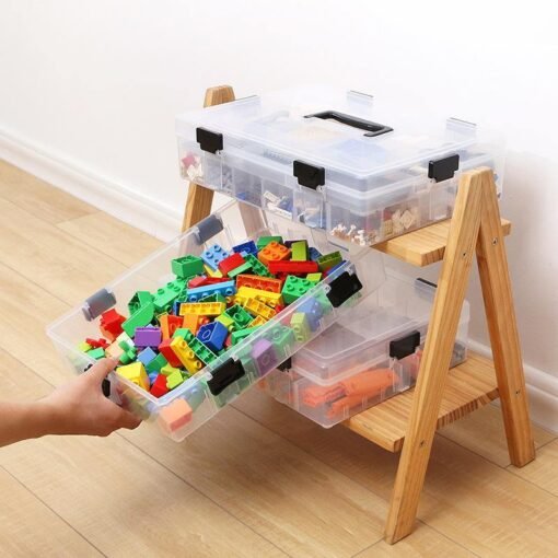 Block storage box with multiple compartments (White) - Toys Ace