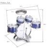 Light Slate Gray Kids Jazz Drum Set Kit Musical Educational Instrument 5 Drums 1Cymbal with Stool Drum Sticks Percussion Instrument