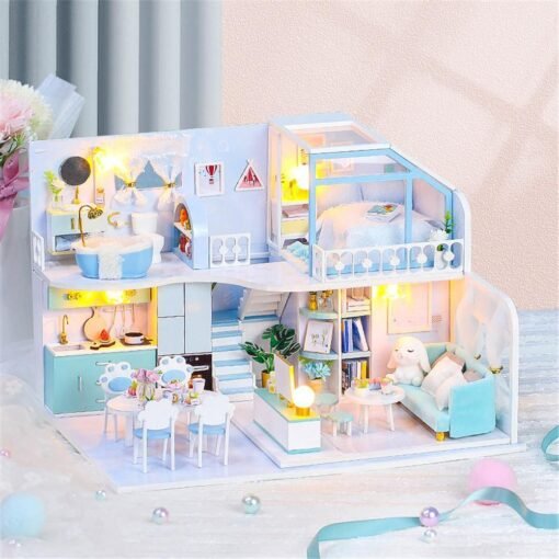 DIY Doll House Handmade Creative Attic House 3d Building Assembly Model Assembly Toy Birthday Gift - Toys Ace