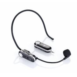 Gray Gitafish K380R Portable UHF Wireless Microphone Headset 3.5mm Audio Head 6.5mm Adapter with USB-5V USB charging port