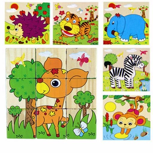 Goldenrod Children Cartoon Puzzle Blocks Colorful Educational Wooden Kids Toys
