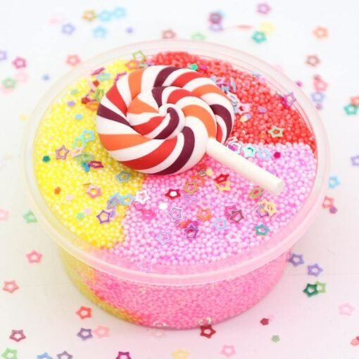 Pink DIY Three Color Slime Lollipop Snowflake Mud Cotton Star Decompression Stress Reliever Toy 60ml