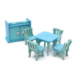 Wooden Dollhouse Furniture Doll House Miniature Dinning Room Set Kids Role Play Toy Kit - Toys Ace