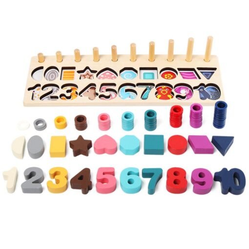 Bisque MATH Toy Board/Math Toy Board/Wooden Toys Rings Montessori Math Toys Counting Board Preschool Learning Gift
