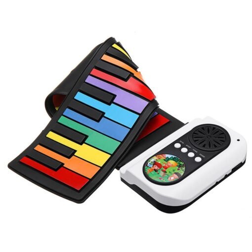Light Sky Blue iword S2037 37 Keys 8 Tones Hand Roll Up Piano for Kids Musical Imstrument