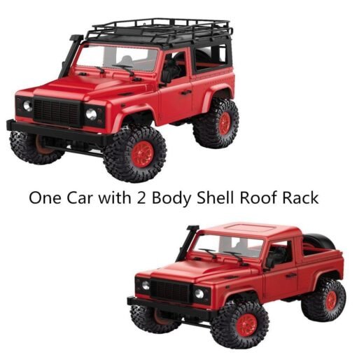 Brown MN90 1/12 2.4G 4WD RC Car w/ Front LED Light 2 Body Shell Roof Rack Crawler Off-Road Truck RTR Toy