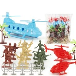 Sky Blue 86Pcs PVC Military Soldier Static Diecast Model Decoration Toy Set for Kids Gift