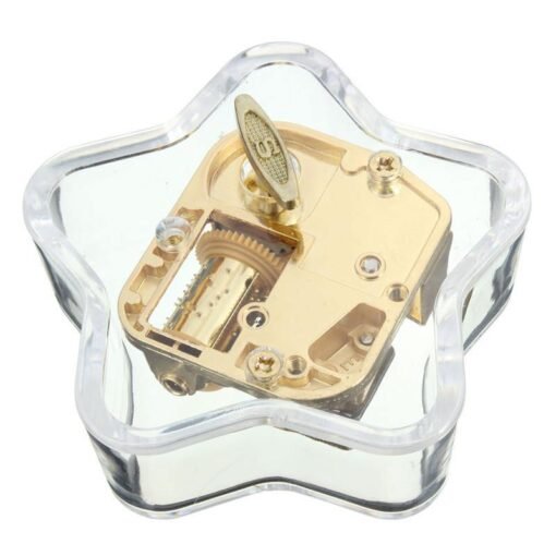 Wheat Clear Hand Crank Music Box Star Wind Up Gurdy Melody Play Musical Movement Tunes