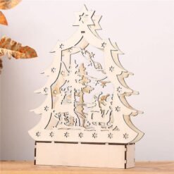 Misty Rose Christmas Party Home Decoration LED Lamp Glowing Wooden Tree Ornament Toys For Kids Children Gift