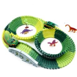 Yellow Green Dinosaur Race Track Car Toy Set Puzzle Rail Model DIY Assembly