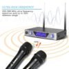 UHF Wireless Microphone System NASUM Dual Channel Wireless Handheld Dynamic Microphones and Portable Receiver, LCD Display Professional Home KTV Set