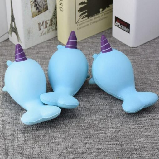 Squishy Narwhal Uni Whale Blue 11cm Slow Rising Cute Soft Collection Gift Decor Toy - Toys Ace