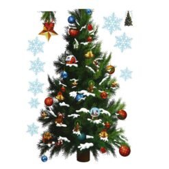 Dark Slate Gray Christmas Party Home Decoration Removable Green Christmas Tree Wall Stickers For Kids Children Toys
