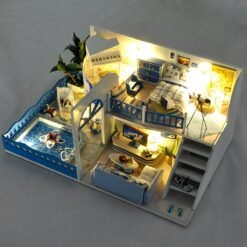 Wooden DIY Handmade Assemble Miniature Doll House Kit Toy with Furniture LED Light Music and Glass Dust Cover for Gift Collection - Toys Ace