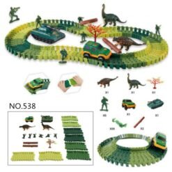 Yellow Green Dinosaur Dino World Childrens Flexible Race Car Track Toys Construction Play-Set Toy