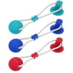 Royal Blue Multifunction Pet Molar Bite Toys + Suction Cup Dog/Cat Funny Cute Playing Ball (Red)
