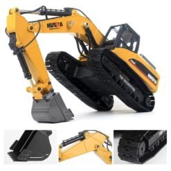 Black HUINA 580 Excavator RC Car Toys Styling 23 Channel Road Construction All Metal Truck Autos