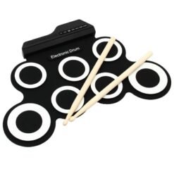 Black Digital Portable Roll Up Electronic Drum Kits Pad with Pedal Drum Sticks