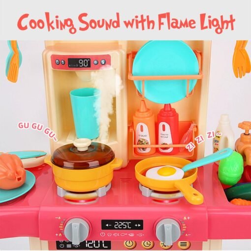 Orange Red Children Play House Spray Kitchen Toy Set Sound And Light Water Simulation Cooking Utensils Early Education Puzzle Toys