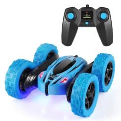 Medium Turquoise JJRC D828 1/24 2.4G 4WD Double-Sided Stunt Rc Car 360° Rotation W/ LED Light Toy