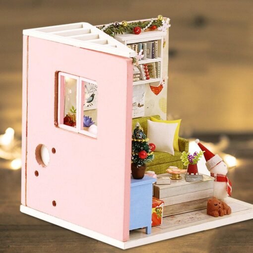 Wooden Living Room DIY Handmade Assemble Doll House Miniature Furniture Kit Education Toy with LED Light for Collection Birthday Gift - Toys Ace
