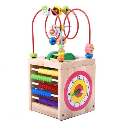 Wooden children's puzzle beetle surrounded by large beads (Wood) - Toys Ace