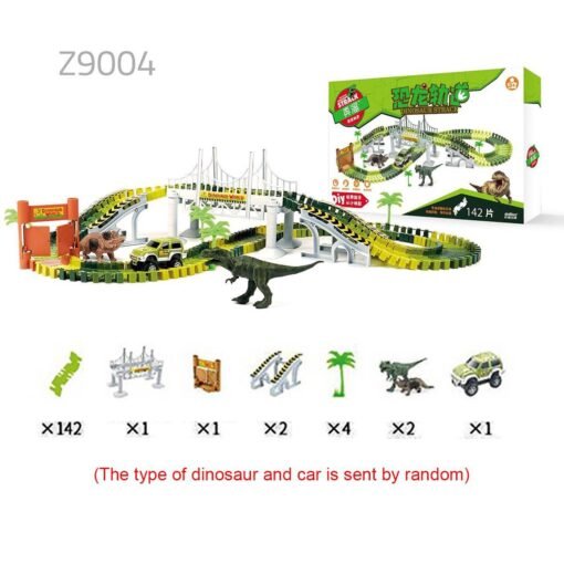 White Smoke Dinosaur World Flexible Racing Car Track Toys Construction Play Game Educational Set Toy for Kids Gift