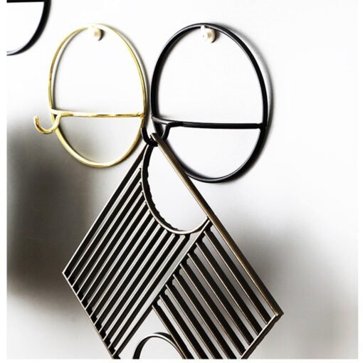 Wall Hooks Wrought Iron Geometric Hanger Hook Wall Hanging Bedroom Clothes Jewelry Home Decoration