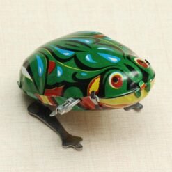 Forest Green Funny Wind Up Jumping Frog Toy Clockwork Spring Tin Toy With Key