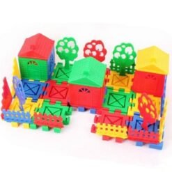 Medium Sea Green Children Educational Toys DIY Building Plastic Blocks Colorful House