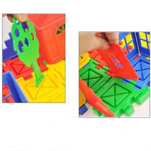 Gold Children Educational Toys DIY Building Plastic Blocks Colorful House