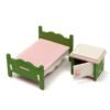 Pink Dollhouse Miniature Bedroom Kit Wooden Furniture Set Families Role Play Toy