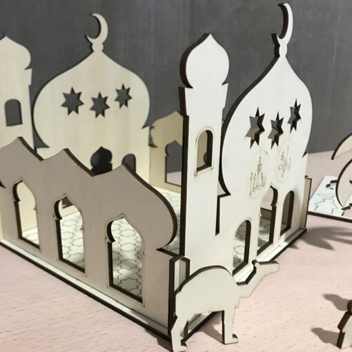 Self-Assembly Puzzle Wooden Model Building Kits Islamic House Stand Rack Ramadan Gifts Decorations